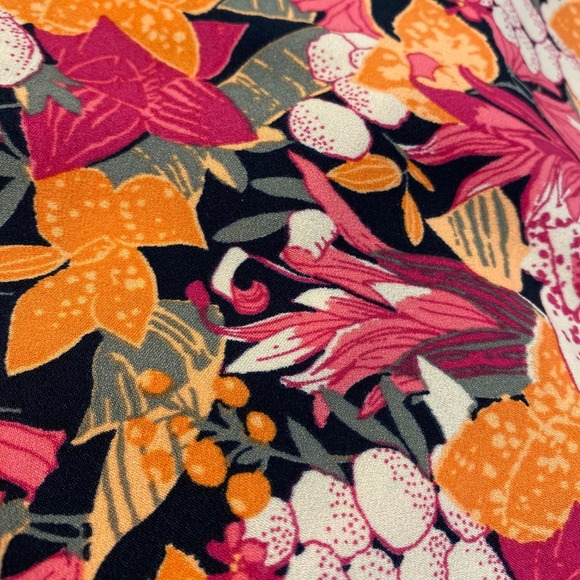 LOFT Floral Midi Dress - Pink, Orange, Black - Picture 8 of 8